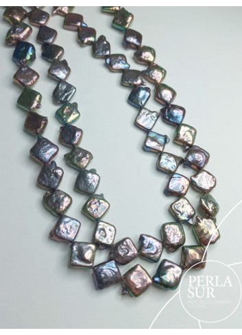 Hilo perla coin cuadrada 10mm peacock