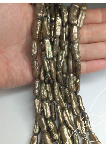 Hilo perla keshi 7x14mm verde