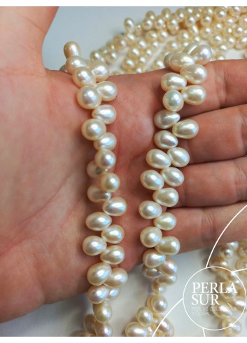 Hilo Perla Oval Cruzada 6-7mm Blanca