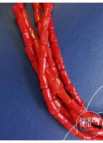 Hilo tronquitos 46cm 4x7mm coral mediterráneo