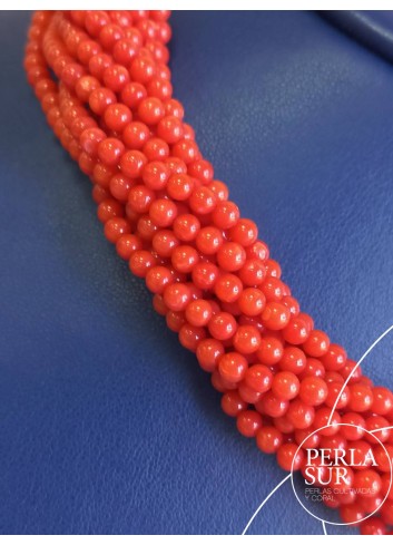 Hilo bola 3-3'5mm coral mediterráneo 50cm