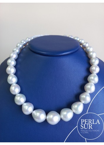 Necklace 10x15mm Oval Semibaroque Australian Pearls