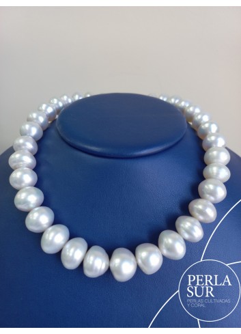 Necklace 12'5x15mm Button Baroque Australian Pearls