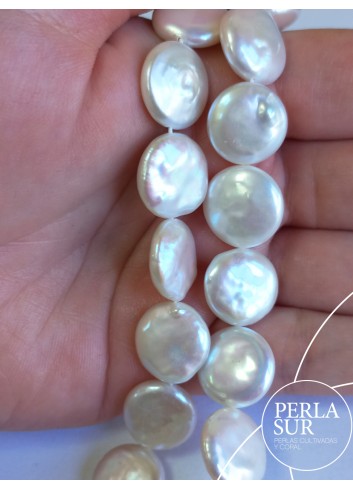 Hilo Perla Coin 14-15mm Blanca