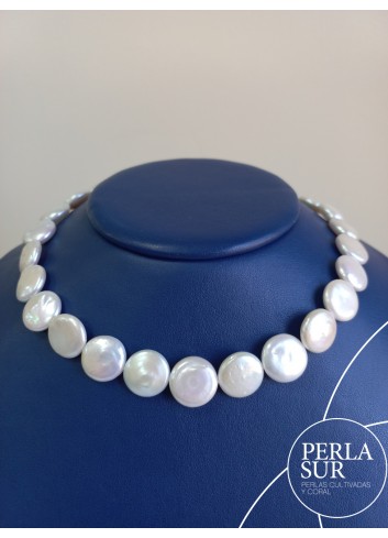 Hilo Perla Coin 14-15mm Blanca