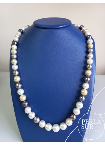 Necklace 9´5 to 13´5mm A+T+G Mix Round