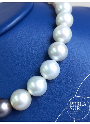 Collar perla A+T 12 a 14mm Bicolor 33p 41cm