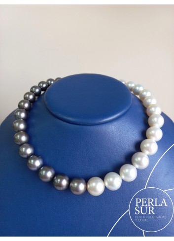 Collar perla A+T 12 a 14mm Bicolor 33p 41cm
