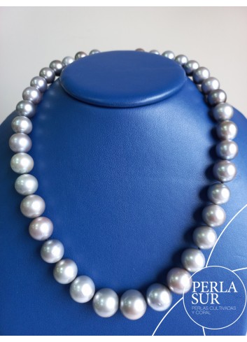 Collar Tahití 11x15mm Redonda Gris Claro