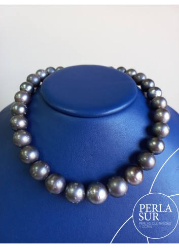 Collar Tahití 11'2x14'5mm Redonda Plomo