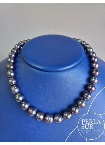 Collar Tahití 8x10'7mm Circulo Berenjena