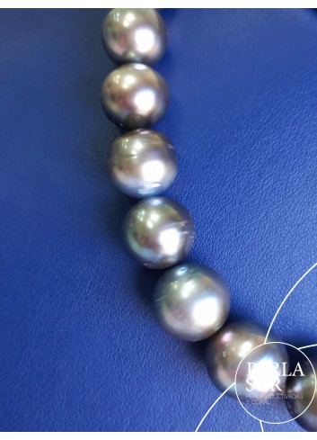 Necklace 10x15mm Grey Green Baroque Tahiti Pearls