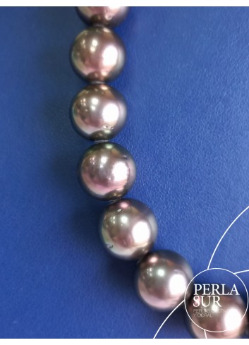 Necklace 11'1x14'8mm Round Aubergine Tahiti Pearl