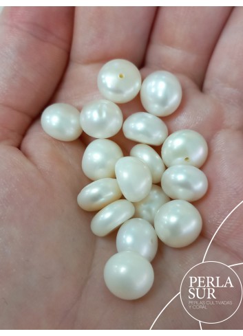 Perla 10-11mm Botón 1/2t blanca