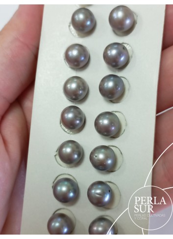 Pair 8-8'5mm Half drilled Grey