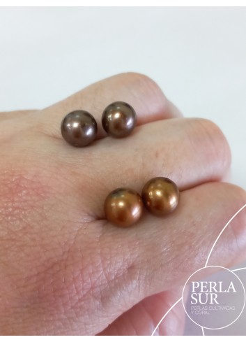 Pair 8-8'5mm Half drilled Chocolate