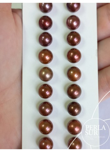 Pair 8-8'5mm Half drilled Chocolate