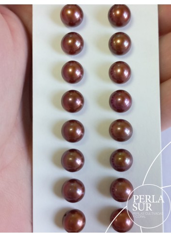 Pair 7'5-8mm Half drilled Chocolate