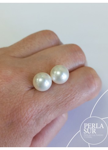 Pareja perla esférica 1/2t 10'5-11mm blanca
