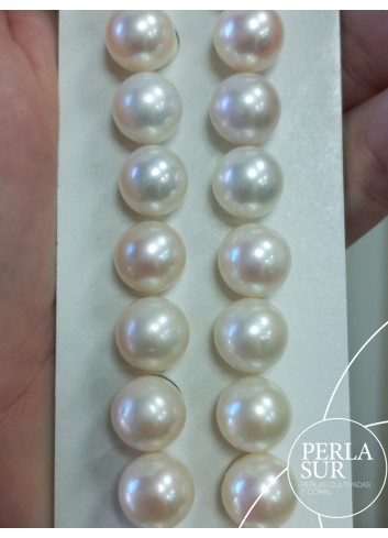 Pareja perla esférica 1/2t 10'5-11mm blanca