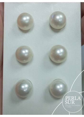 Pareja perla esférica 1/2t 11-11'5mm blanca