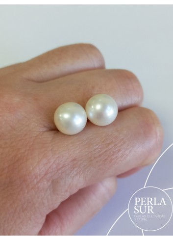 Pareja perla esférica 1/2t 11-11'5mm blanca