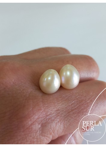 Pair 10-10'5mm Drop 1/2drilled Nat.C