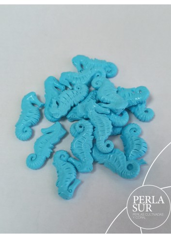 Caballito mar 24x10-25x11mm turquesa reconstituída