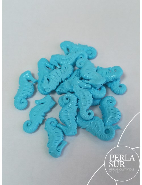Caballito mar 24x10-25x11mm turquesa reconstituída
