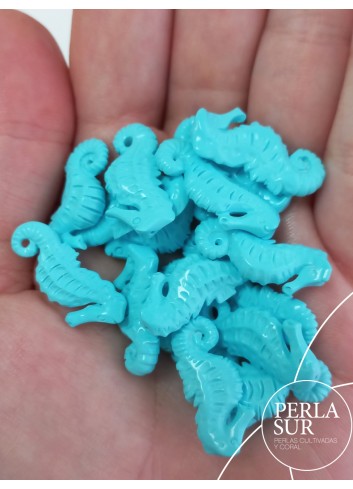 Caballito mar 24x10-25x11mm turquesa reconstituída