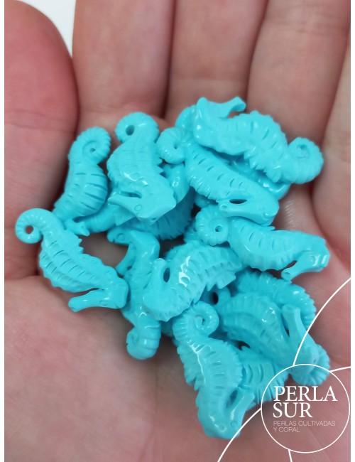 Caballito mar 24x10-25x11mm turquesa reconstituída