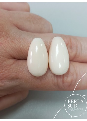 Pair 22'5x12mm Halfdrilled pink coral drops