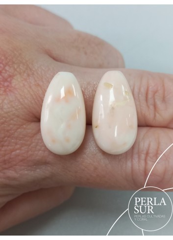 Pair 22'5x12mm Halfdrilled pink coral drops