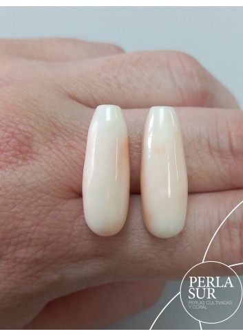 Pareja perillas 26x9mm 1/2t coral rosa