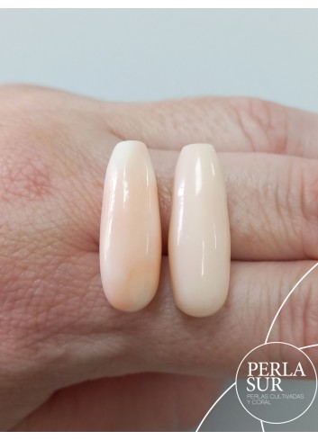 Pareja perillas 26x9mm 1/2t coral rosa