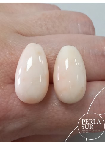 Pareja perillas 22x12mm 1/2t coral rosa