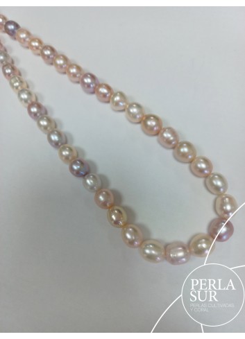 Hilo perla oval 9-10mm CN (lila-salmón)