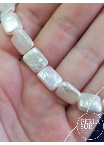 Hilo Perla 11x9mm Coin Rectangular blanca
