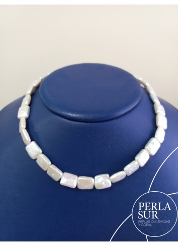 Hilo Perla 11x9mm Coin Rectangular blanca