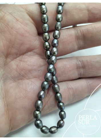 Hilo perla oval 4x6mm peacock