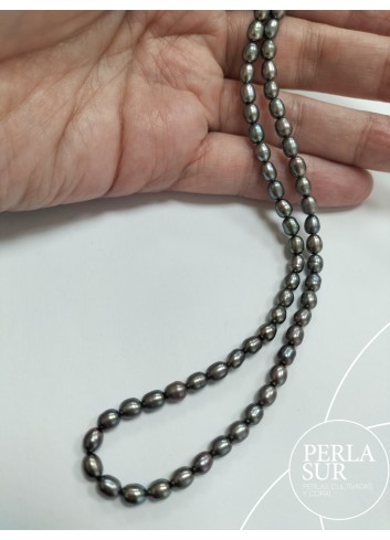 Hilo perla oval 4x6mm peacock