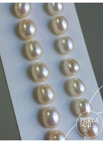 Pair Drop 7-7'5mm 1/2drilled White (7x8'5)