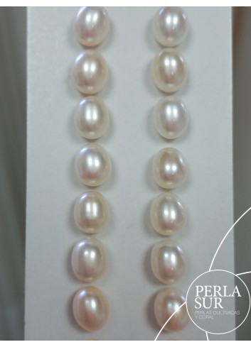 Pair Drop 7-7'5mm 1/2drilled White (7x8'5)