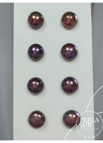 Pareja perla Botón Burdeos 10-10'5mm 1/2t Peacock