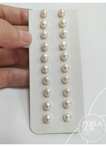 Pareja perla botón 1/2t 6-6'5mm blanca