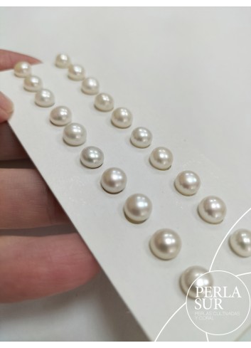 Pareja perla botón 1/2t 6-6'5mm blanca