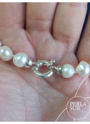 Collar 8 mm Perla Barroca y Reasa plata