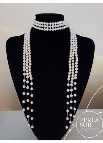 Collar Bakufu Perla Akoya 7mm y Oro Blanco 18k.