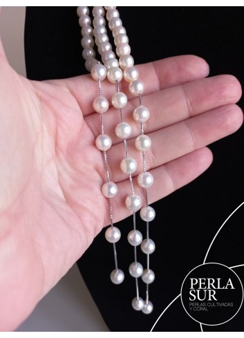 Collar Bakufu Perla Akoya 7mm y Oro Blanco 18k.