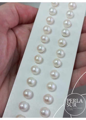 Pareja perla esférica 1/2t 6-6'5mm blanca